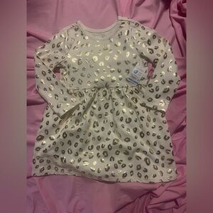 Garanimals Cream Dress with Gold Leopard Print